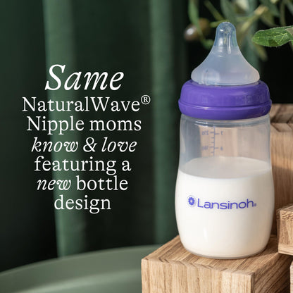 Lansinoh Anti-Colic Baby Bottles for Breastfeeding Babies, 5 Ounces, 3 Count, Includes 3 Slow Flow Nipples, Size S