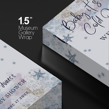 Personalized A Little Snowflake Is On The Way Welcome Sign, Pink, Girl, Winter Baby Shower Canvas