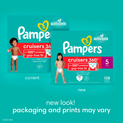 Pampers Diapers - Cruisers 360 - Size 5, 100 Count, Babyproof up to 100% Leakproof Pull-On Diaper