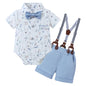 ZOEREA Baby Boy Clothes Suit Infant Short Sleeve Gentleman Outfits Dress Shirt+Bowtie+Suspender Shorts 0-18M