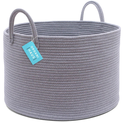 OrganiHaus Large Blanket Basket for Living Room 20x13, Rainbow Rope Basket for Classroom Organization, Toy Storage Basket, Woven Kids Laundry Basket, Baby Toy Box, Cute Storage Basket, Nursery Hamper