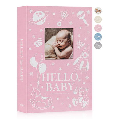 Lanpn Baby Photo Album 4x6 300 Pockets, Linen Newborn Bebe Ultrasound Photo Album with Memo Writing Area, Cover Photo Book, Picture Album for kids, Baby Girl Boy Memory Book Keepsake Colorful