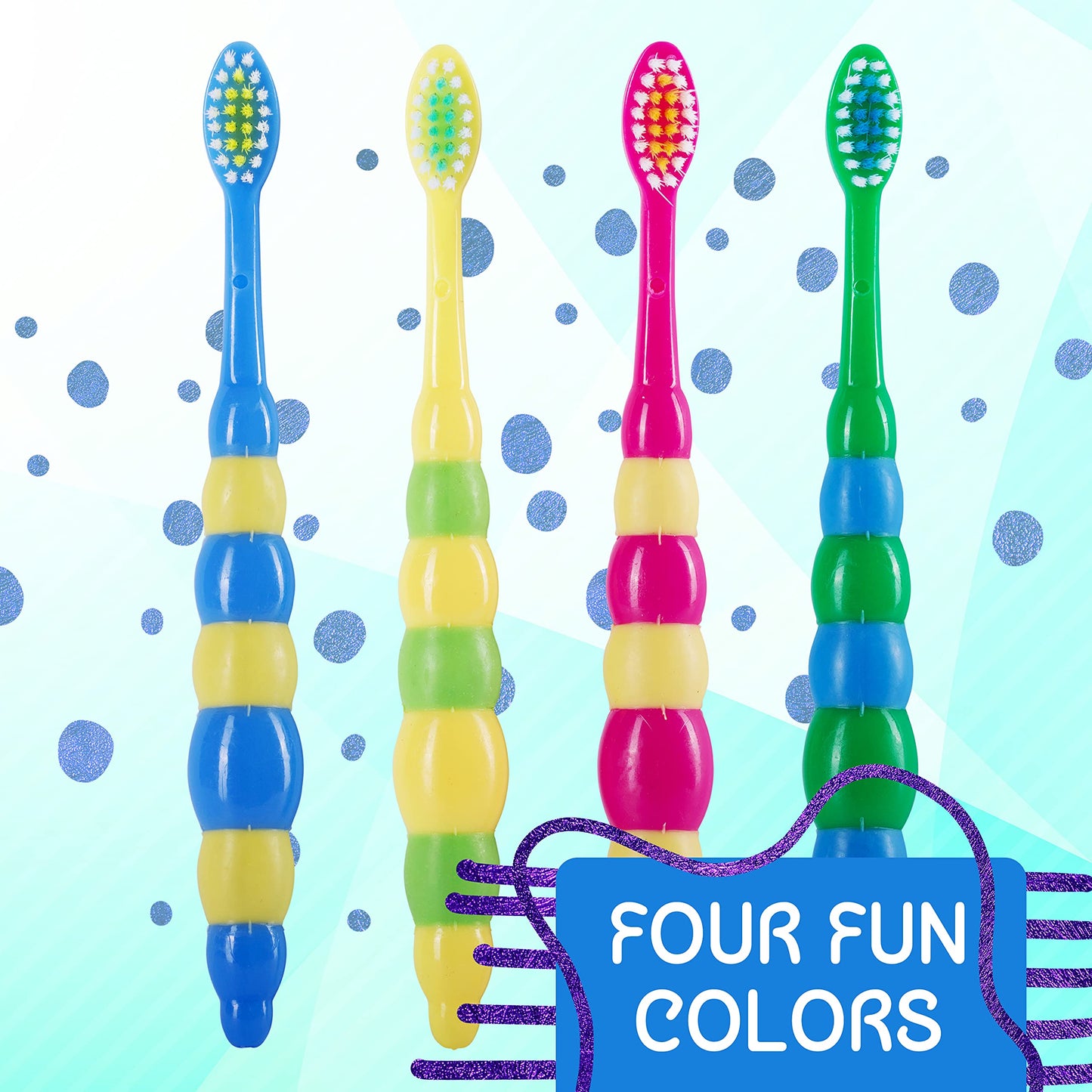 Kids' Soft Toddler Toothbrush, Gentle Bristles for Home, School, Camp, Sleepovers - Folding Handles for Tiny Hands (3 Pack)