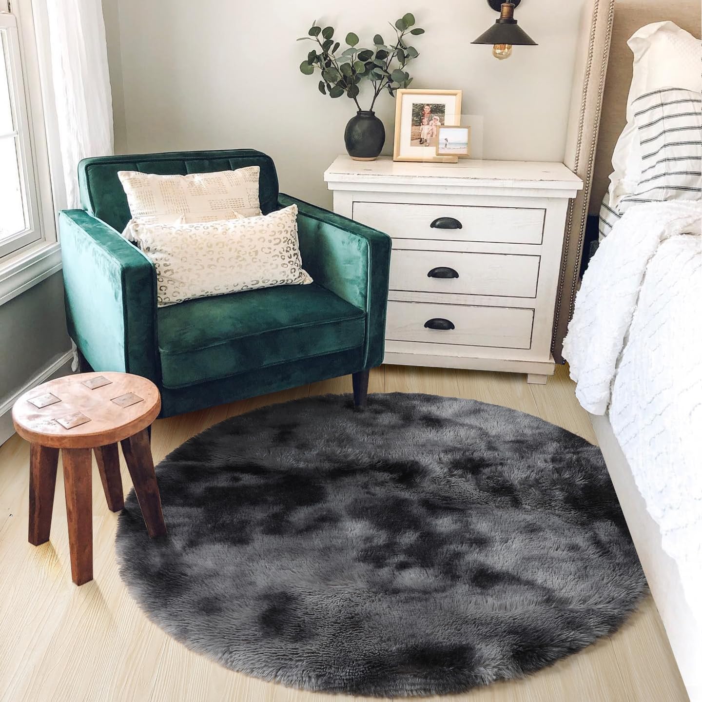 Pink Round Area Rugs 6Ft for Bedroom Living Room, Big Fluffy Shag Circle Rug for Kids Playroom, Cute Preppy Room Decor for Teen Girls, Cozy Fuzzy Furry Plush Carpets for Baby Nursery, Dorm, Classroom