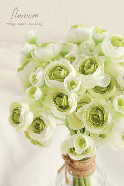 Floroom Ranunculus Artificial Flowers 18 Pcs Blush Faux Silk Mini Ranunculus Bulk Fake Wedding Filler Flowers for DIY Pink Bouquets, Centerpieces, Bridal Shower Decorations & Arrangements