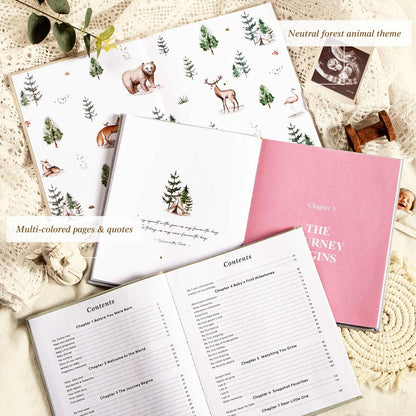 Lanpn Baby Memory Book - Linen Baby Book Journal Memories Keepsake - The Story of You - Newborn Baby First 5 Year Scrapbook Photo Book Milestone Album for Boy Girl New Parents (Sage Green, 154 Pages)