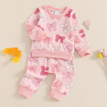 Mubineo Toddler Baby Girl Clothes Cute Long Sleeve Sweatshirt Sweatpant Outfits Fall Winter Tops Pant Outfit Sweatsuit