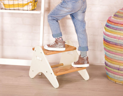 B. spaces – Step Stool For Kids – Wooden Stepping Stool – Step Stool For Bedroom, Bathroom, Kitchen – Furniture For Toddlers, Kids – 2 Years + – Peek-A-Boost - Mint