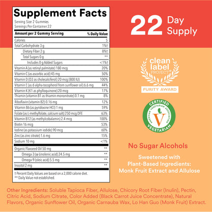 SmartyPants Kids Multivitamin Gummies: Omega 3 Fish Oil (EPA/DHA), Vitamin D3, C, Vitamin B12, B6, A, K & Zinc for Immune Support, Biotin, Gluten Free, Three Fruit Flavors, 120 Count (30 Day Supply)