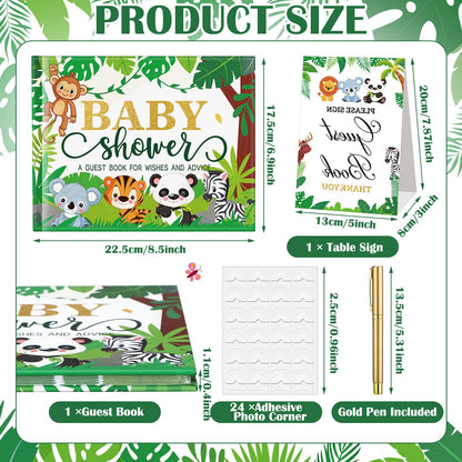 27 Pcs Butterfly Floral Baby Shower Guest Book Set Baby Shower Sign in Guest Floral Book Place Table Cards with Gold Pen Adhesive Photo Corner for Birthday Party