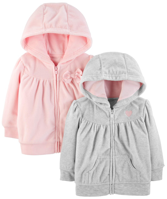 Simple Joys by Carter's Girls' 2-Pack Fleece Full Zip Hoodies
