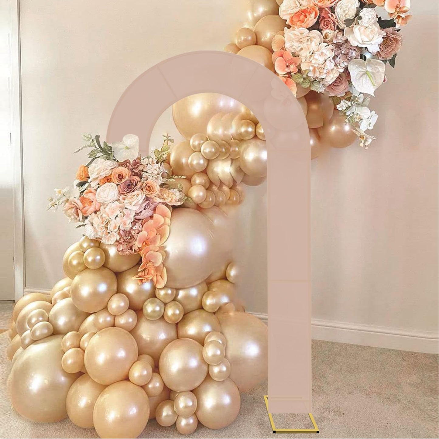 Double Arch Backdrop Stand Metal Open Arch Backdrop Frame U Shaped Wedding Arches for Ceremony Baby Shower Garden Birthday Party Decoration (Gold, 6FT×3FT)