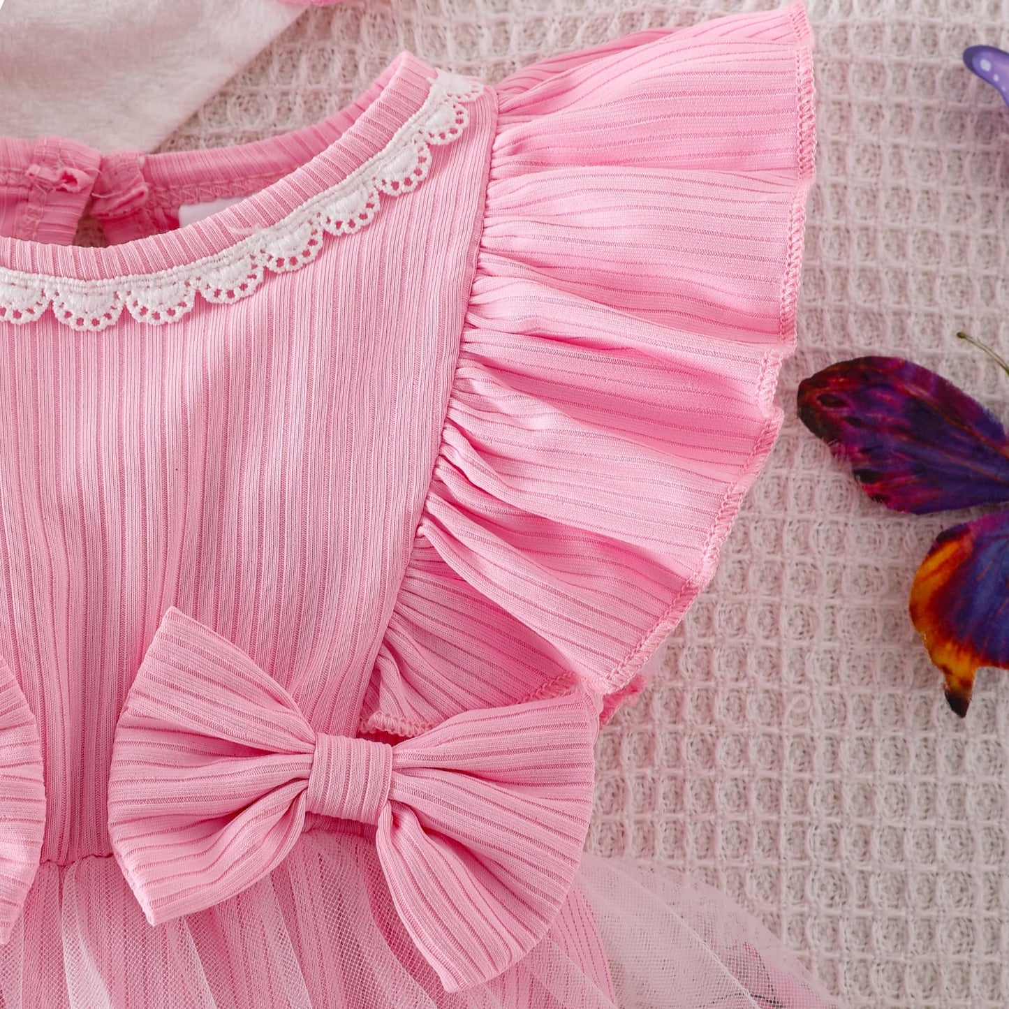 Baby Girl Clothes Newborn Summer Outfits Butterflies Embroidery Tulle Ruffle Sleeveless Infant Romper 0-18 Months