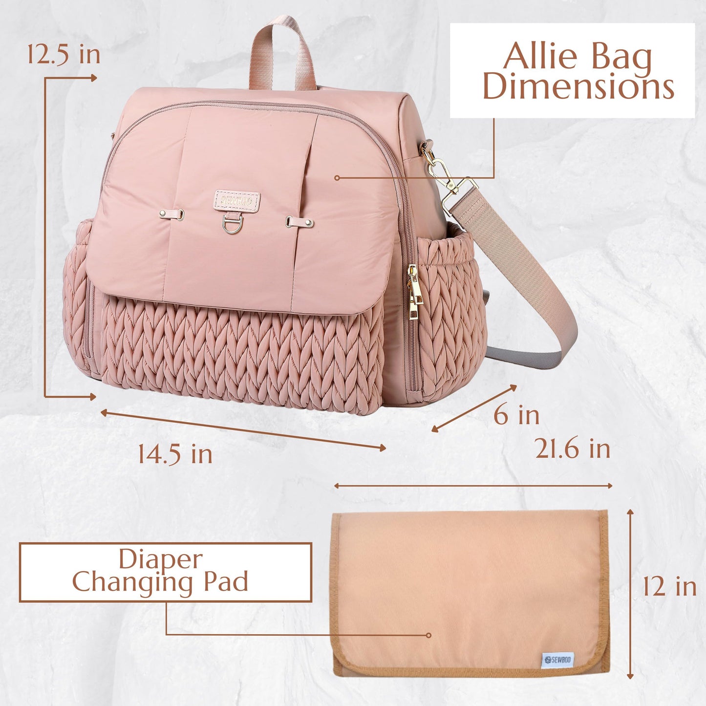 Allie Backpack Stylish Diaper Bag,Travel Baby Bag with Insulated Pockets,Changing Pad, Stroller Clips, Shoulder Strap (Black)