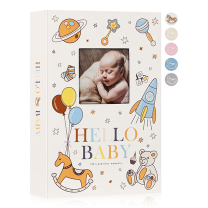 Lanpn Baby Photo Album 4x6 300 Pockets, Linen Newborn Bebe Ultrasound Photo Album with Memo Writing Area, Cover Photo Book, Picture Album for kids, Baby Girl Boy Memory Book Keepsake Colorful