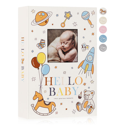 Lanpn Baby Photo Album 4x6 300 Pockets, Linen Newborn Bebe Ultrasound Photo Album with Memo Writing Area, Cover Photo Book, Picture Album for kids, Baby Girl Boy Memory Book Keepsake Colorful