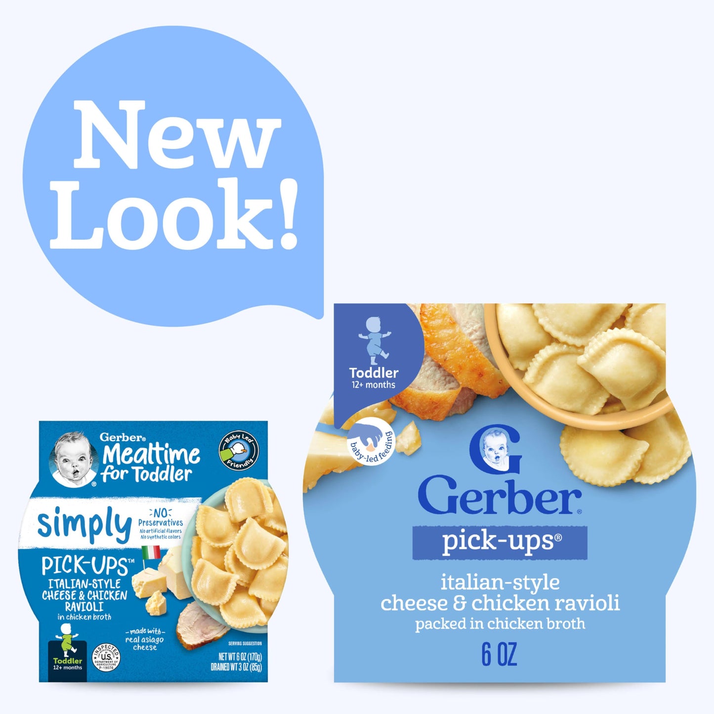Gerber Pick-Ups Chicken and Parmesan Cheese Ravioli in Tomato Sauce Toddler Meals, 4.5 Oz Tray (Pack of 8)