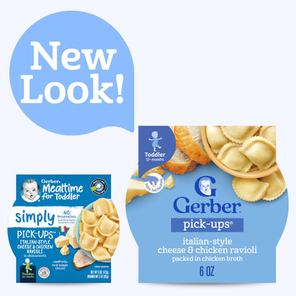 Gerber Pick-Ups Chicken and Parmesan Cheese Ravioli in Tomato Sauce Toddler Meals, 4.5 Oz Tray (Pack of 8)