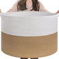 INDRESSME XXXLarge Cotton Rope Basket 21.7" x 21.7" x 13.8" Woven Baby Laundry Blanket Basket Toy Baskets with Handle Storage Comforter Cushions Thread Laundry Hamper