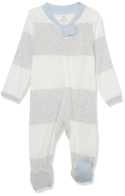 HonestBaby Sleep & Play Footed One-Piece Pajama Sleeper 100% Organic Cotton, Baby Boys