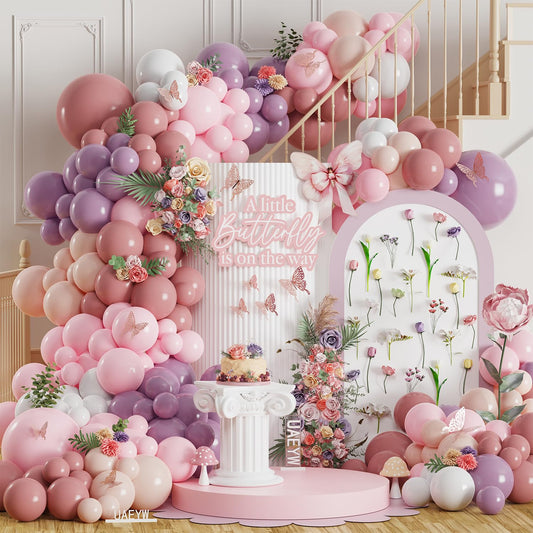 Spring Wildflowers Balloon Arch Kit 153Pcs Pastel Pink Blue Balloon Garland Kit, Daisy Flower Foil Balloons for Birthday Baby in Bloom Baby Shower Bridal Shower Wedding Wild One Party Decorations