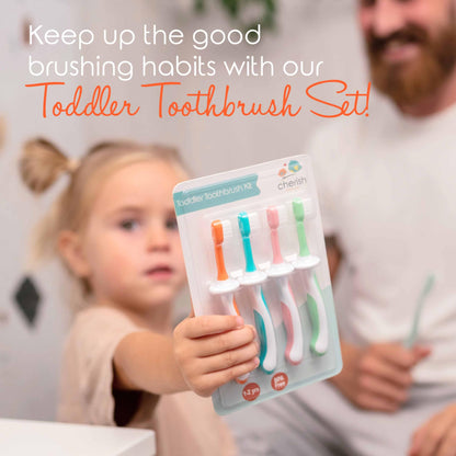 Cherish Baby Care Baby Toothbrush & Toddler Toothbrush Set (0-2 Years) - BPA-Free & Safety-Tested, 2023 Award Winner, Food-Grade Silicone (Teal)