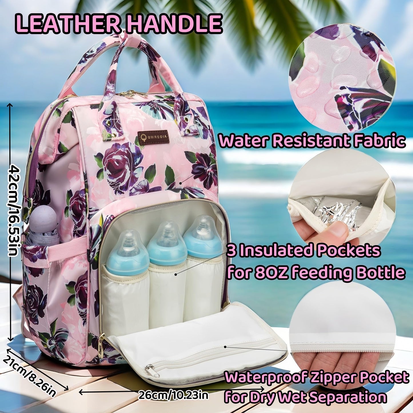 Diaper Bag Backpack for Dad and Mom with USB Charging Port Stroller Straps and Insulated Pocket,army military Travel Nappy Backpack for Daddy/Mommy (Black)