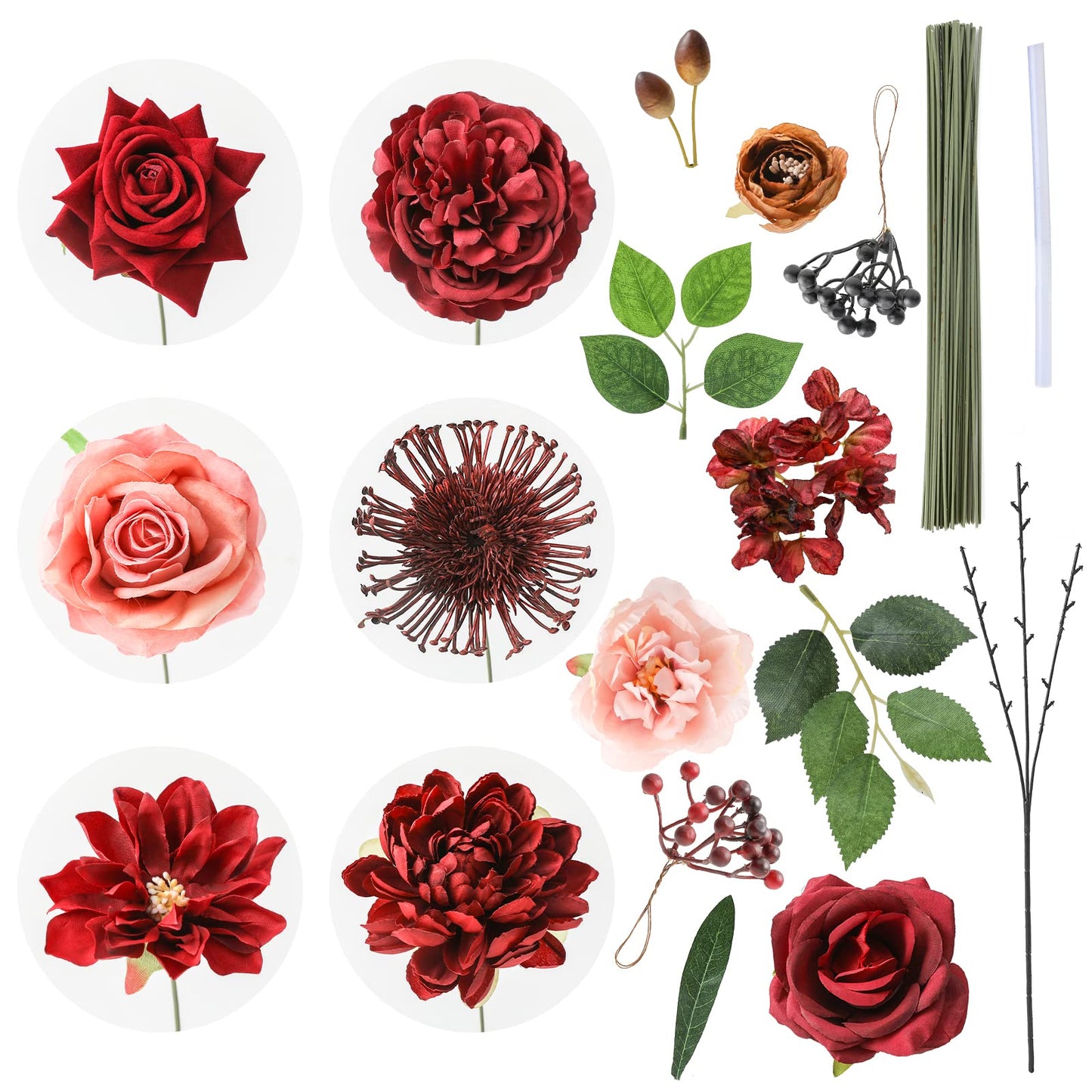 Artificial Flowers Combo for DIY Wedding Bouquets Combo Centerpieces Arrangements Party Bridal Baby Shower Home Decorations-Blush Pink