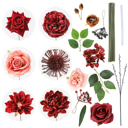 Artificial Flowers Combo for DIY Wedding Bouquets Combo Centerpieces Arrangements Party Bridal Baby Shower Home Decorations-Blush Pink