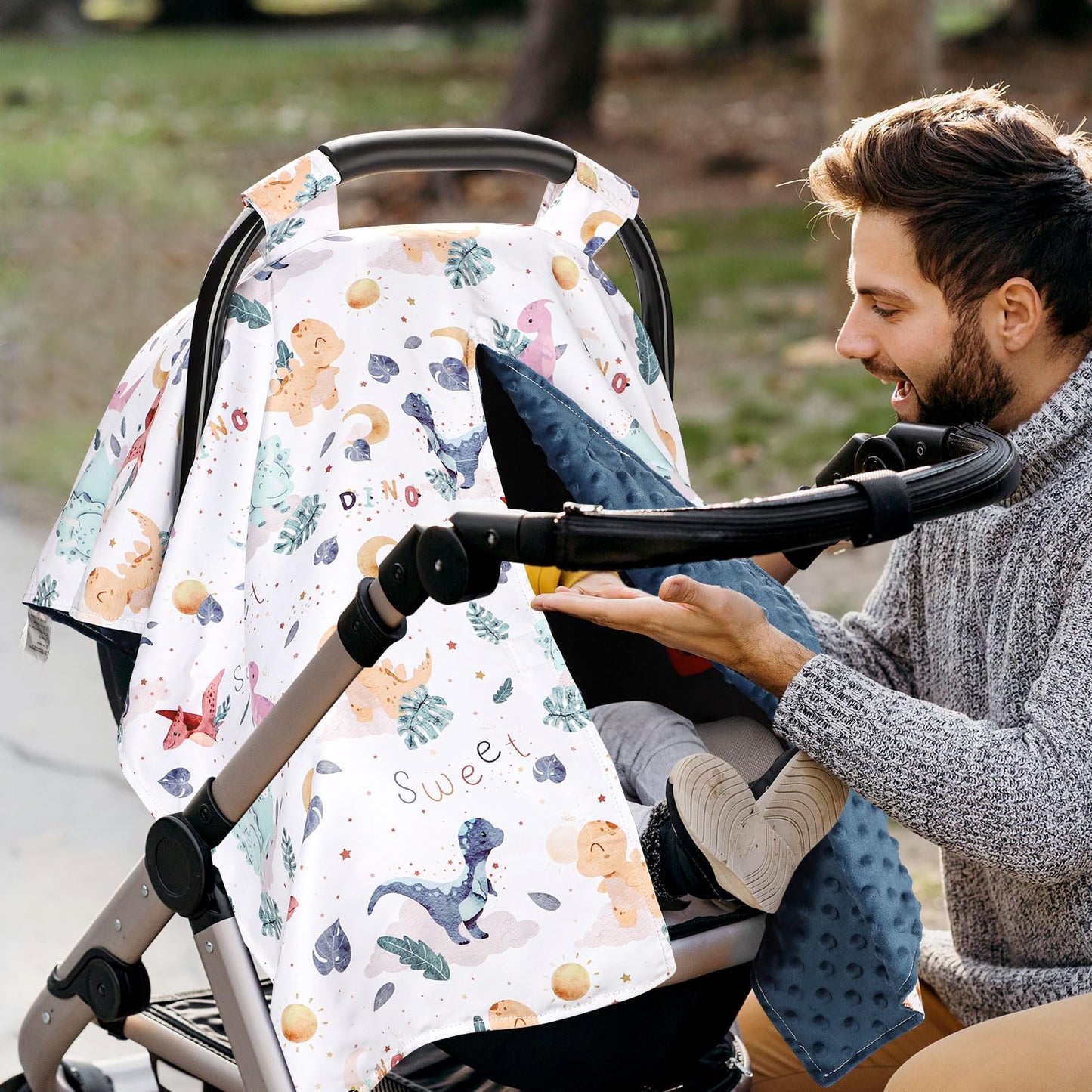 DILIMI Car Seat Cover Baby Girl, Minky Warm Winter Car Seat Covers for Babies, Peekaboo Opening Infant Car Seat Cover, Nursing Cover Carseat Canopy, Pink Flower