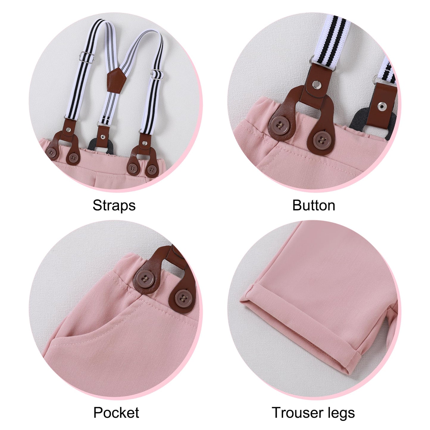 YUEMION Infant Baby Boy Clothes Gentleman Outfits Suits Summer Short Sleeve Bowtie Bodysuit Shirts + Suspender Shorts(0-24M)