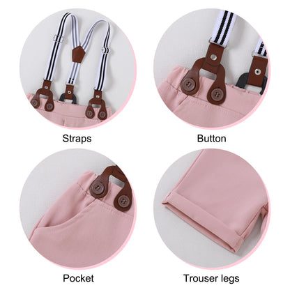 YUEMION Infant Baby Boy Clothes Gentleman Outfits Suits Summer Short Sleeve Bowtie Bodysuit Shirts + Suspender Shorts(0-24M)
