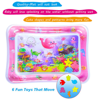 ZHUYNXIR Extra Big Infant Toys, Tummy time mats,Tummy time Toys, Baby Pink Water Play mat, Fun Early Development Activity Play Center for Newborn, Pink 39.5x31.5 in.