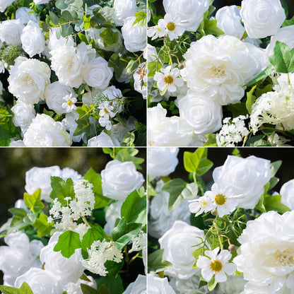 Artificial Luxury‌ Flower Wall Panels, Gorgeous 3D Silk Floral Backdrop for Wedding, Baby Show, Party and Home Decor, Quick Assembly/Storage, Eco ＆ Pet Friendly, 2 pcs, Each Panel 2*8 ft.