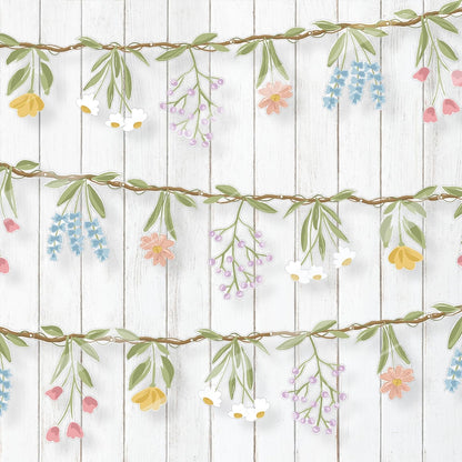 Cheerland Flower Banner Wildflower Garland for Enchanted Garden Party Woodland Theme Picnic Wedding Baby Shower Birthday Onederland Tea Party Supplies Girl Party Decorations