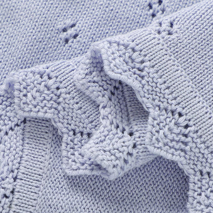 mimixiong Cotton Baby Blanket Knitted Crochet Receiving Crib Nursery Swaddling Blankets for Newborn Baby Boy Girl Off White 30x40 Inch