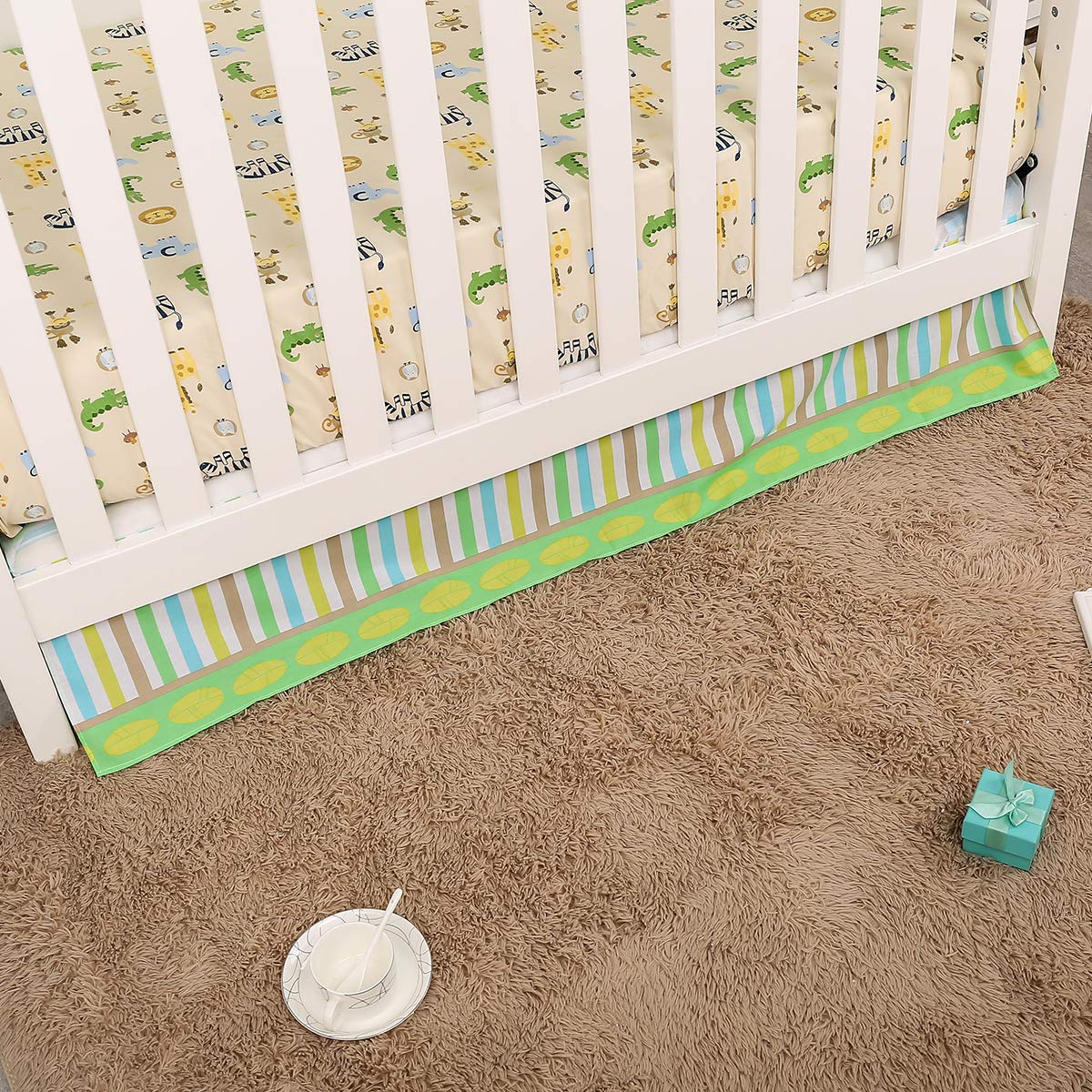Brandream Jungle 3- Piece Nursery Crib Bedding Sets for Boys - Zebra Elephant Lion Monkey Giraffe Crocodile Birds - Playful Animal Zoo