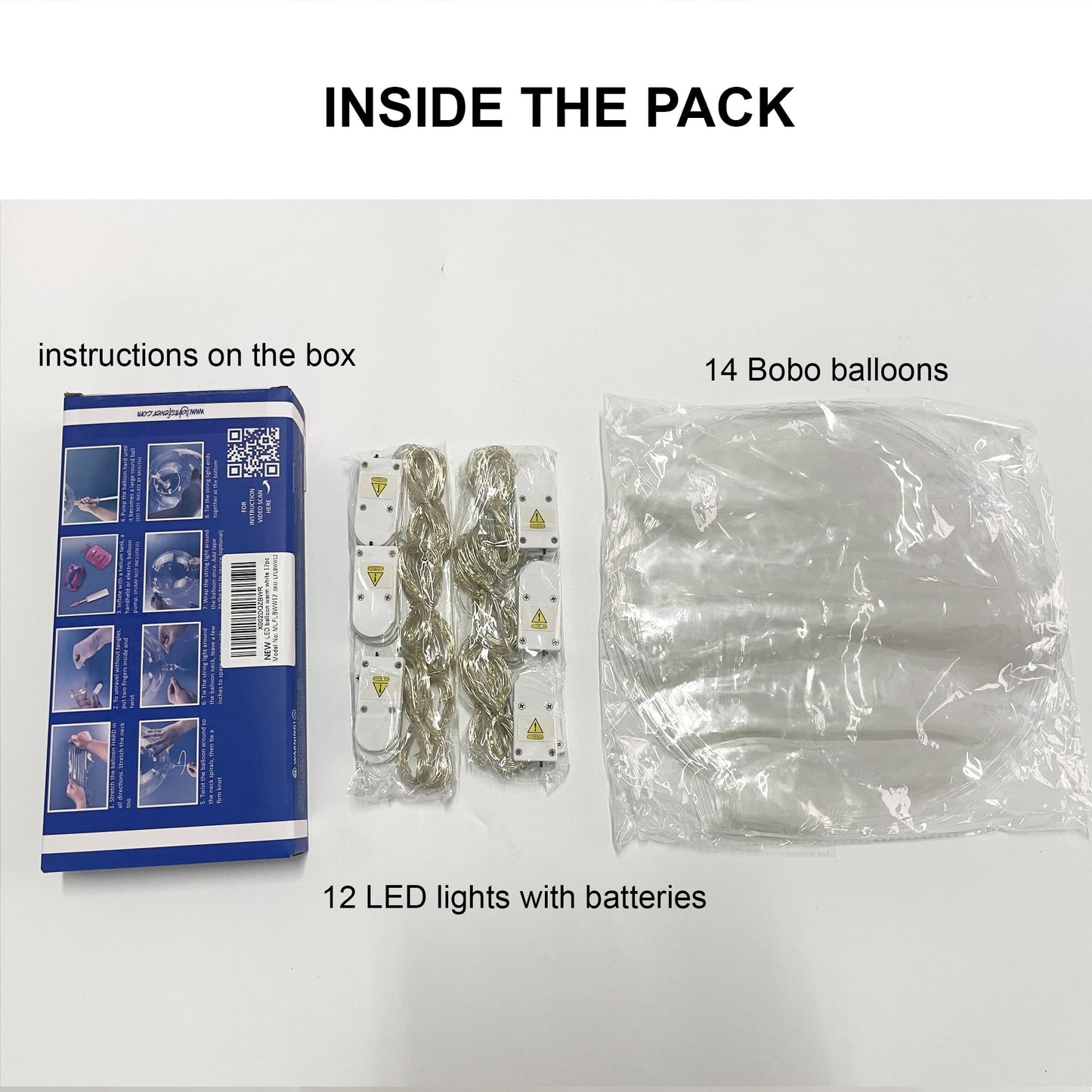 White LED Balloons Light up Bobo Party Balloons DIY kit-Clear Cold White LED Balloons for Helium or Air (cold white, 6 pack)
