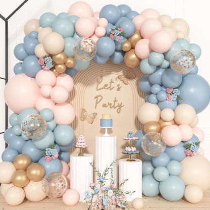 Ouddy Life 157 Pcs Boho Dusty Pink Balloons Arch Garland Kit, Blush Neutral Pink Sand White Metallic Gold Different Size Balloon for Girls Baby Shower Birthday Wedding Gender Reveal Party Decorations
