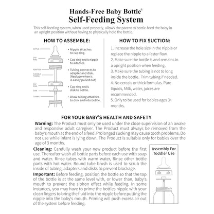 Hands-Free Baby Bottle - Anti-Colic Self Feeding Baby Bottle System 9 oz (1 Pack - Fox)