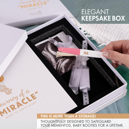 Keepsake Memory Book for Baby Boy or Girl First 5 Years, All-in-One Keepsake Box with Wax Seal Kit and Footprint Kit Included, Elegant Milestone Scrapbook Gift Set with Photo Album