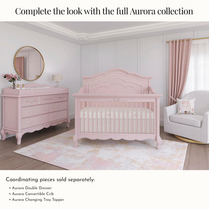 Evolur Aurora 5-in-1 Convertible Crib in Ivory Lace, Greenguard Gold Certified, Features 3 Mattress Height Settings, Sturdy and Spacious Baby Crib, Wooden Furniture