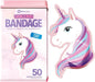 BioSwiss Bandages, Unicorn Shaped Self Adhesive Bandage, Latex Free Sterile Wound Care, Fun First Aid Kit Supplies for Kids, 50 Count