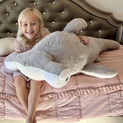 Tezituor 43.3 inch Giant Whale Stuffed Animal, Large Stuffed Whale Plush Ocean Toys, Hugging 4ft Soft Whale Plush Pillow for Girls Boys