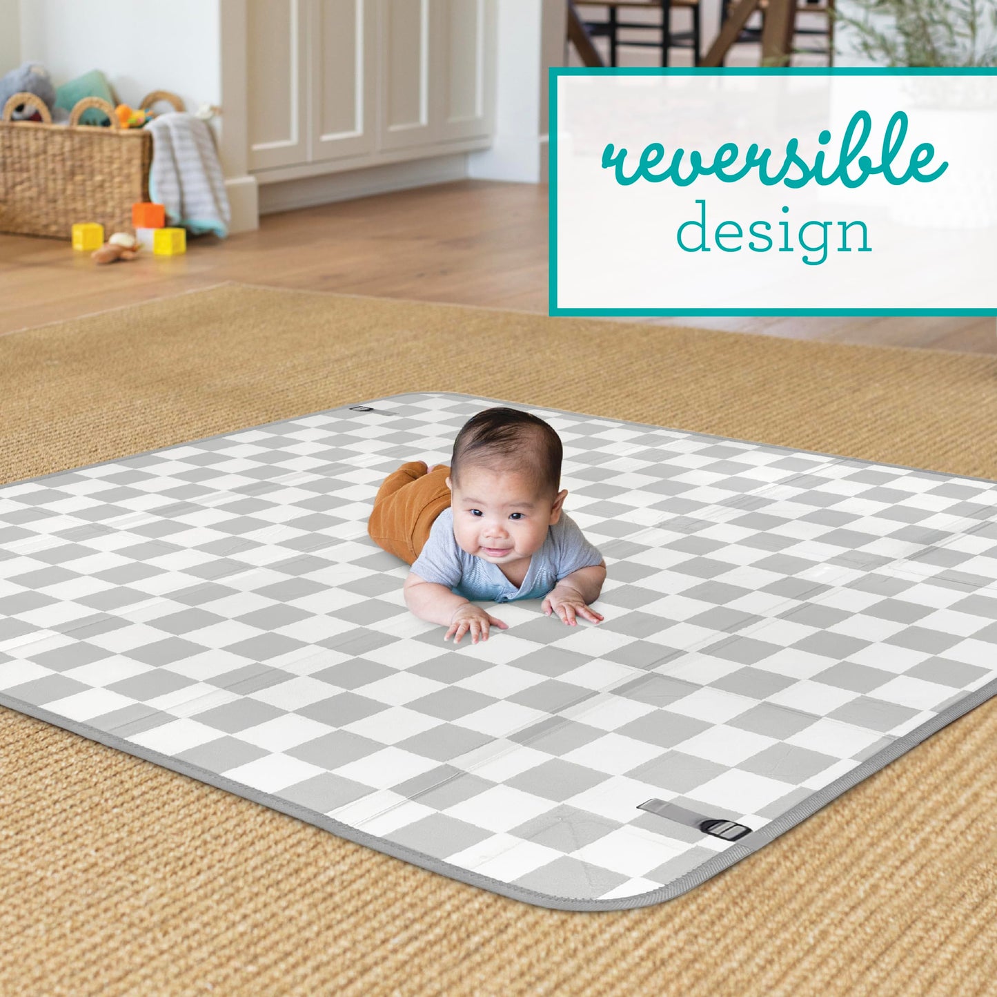 Infantino Foldable Soft Foam Mat, Extra Large Double-Sided Cushioned Portable Play Mat with Fold-Up Sides, Non Slip Crawling & Playing for Infants and Toddlers, Rainbows