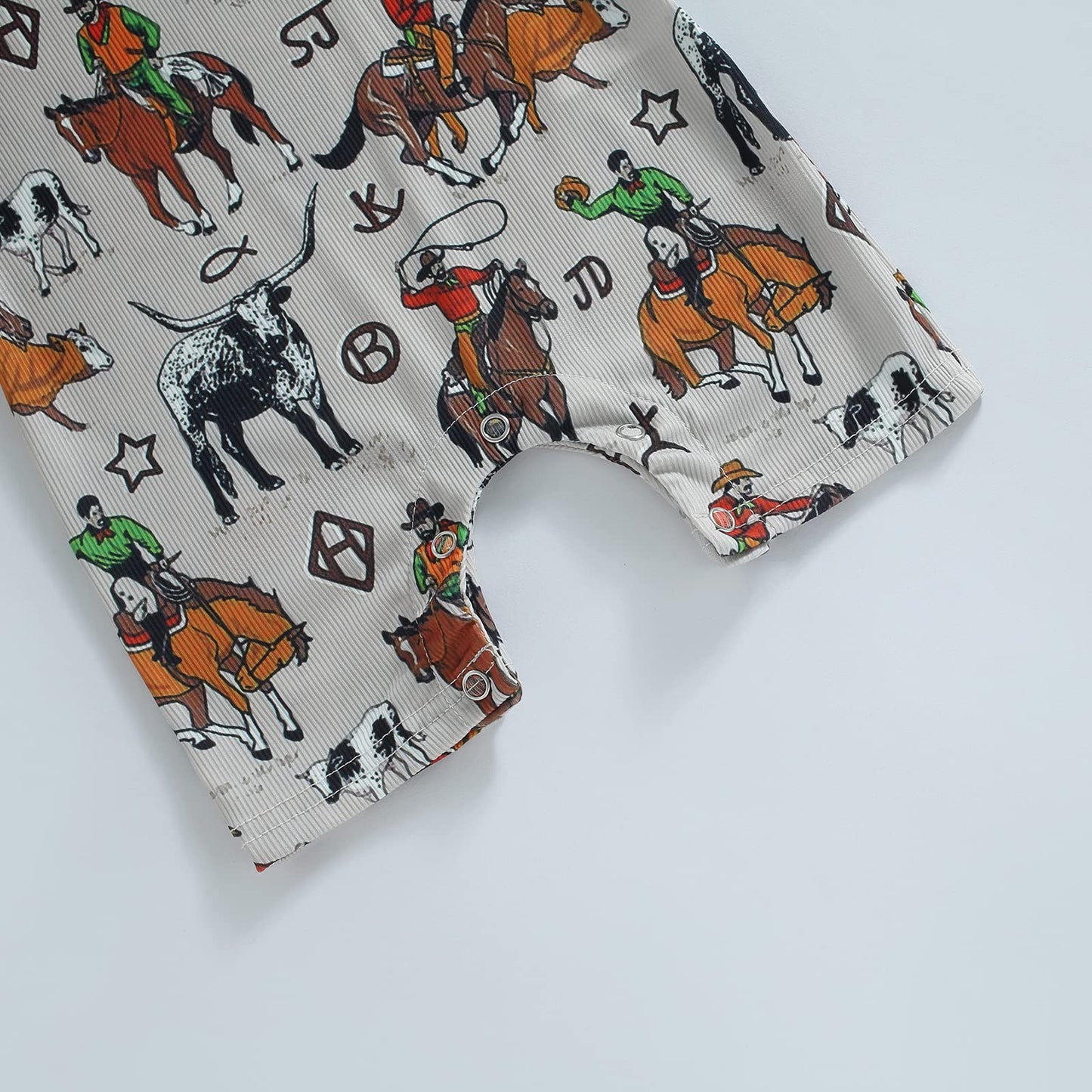 Gueuusu Country Baby Clothes Boy Girl Western Cow Print Short Sleeve Romper Bodysuit Ribbed One Piece Jumpsuit Summer Outfit