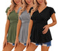 Ekouaer Maternity Shirts 3 Packs Flying Short Sleeve Nursing Tops Pregnancy Clothes