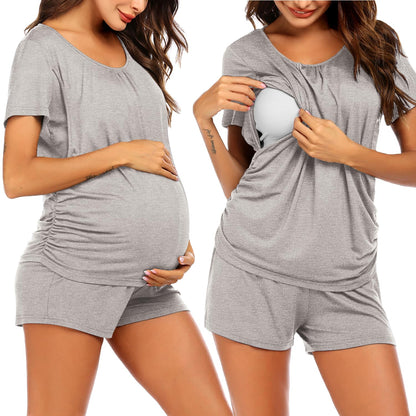Ekouaer Womens Maternity Pajamas Nursing Pjs for Breastfeeding Soft Postpartum Lounge Sets Sleepwear Layer Pregnancy Clothes