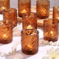 LAMORGIFT 12 PCS Blue Tealight Holders - Blue Votive Candle Holders for Wedding Party Decorations - Bulk for Wedding Reception, Bridal Shower, Baby Shower Party Decor