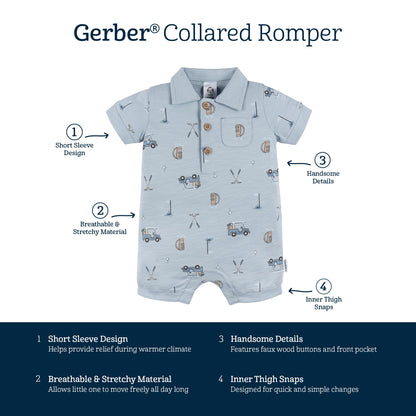 Gerber Baby Boys' Cotton Polo Romper